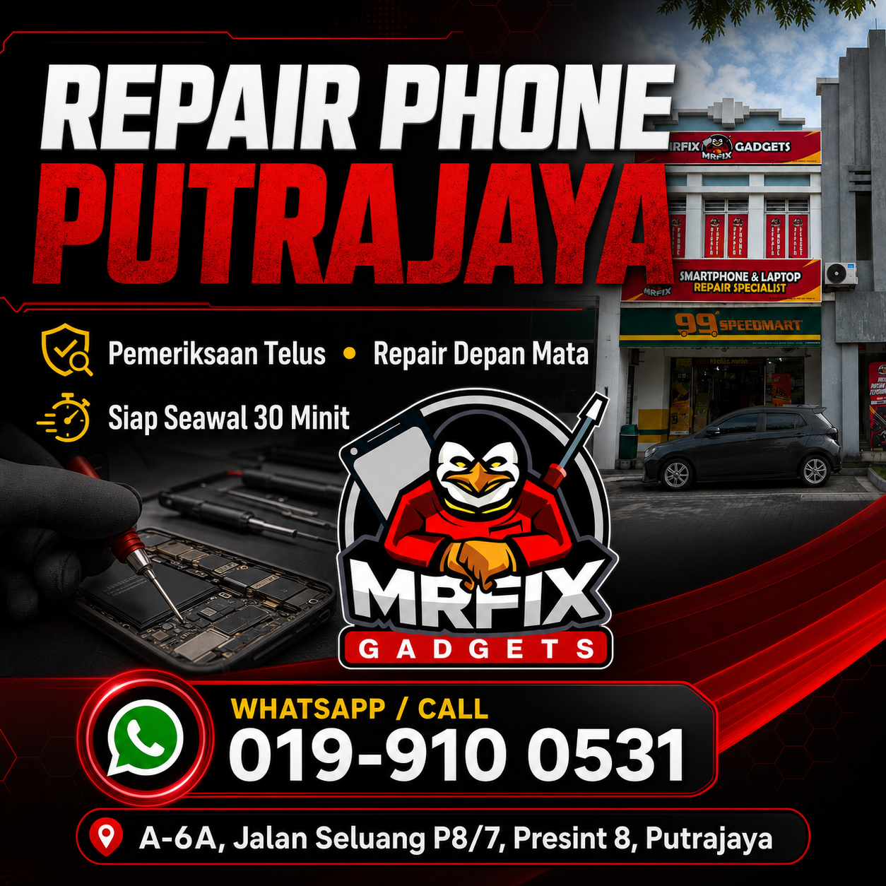 Repair Phone Putrajaya: Servis Telus di MRFIX
