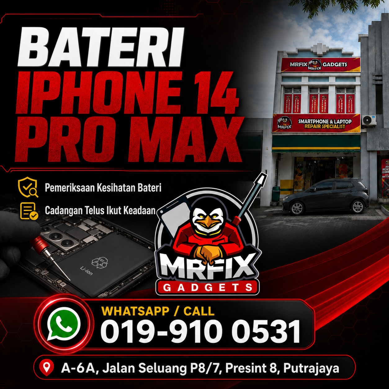 Bateri iPhone 14 Pro Max Putrajaya | Pemeriksaan