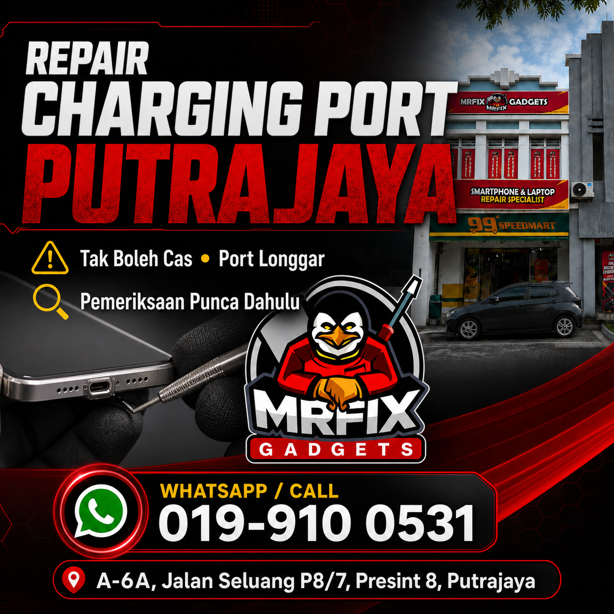 Repair Charging Port Putrajaya | Telefon Tak Cas