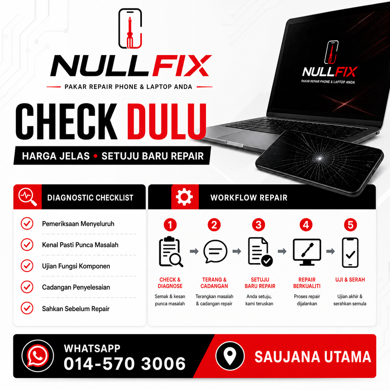 Check Dulu: Harga Jelas Sebelum Phone Dibaiki