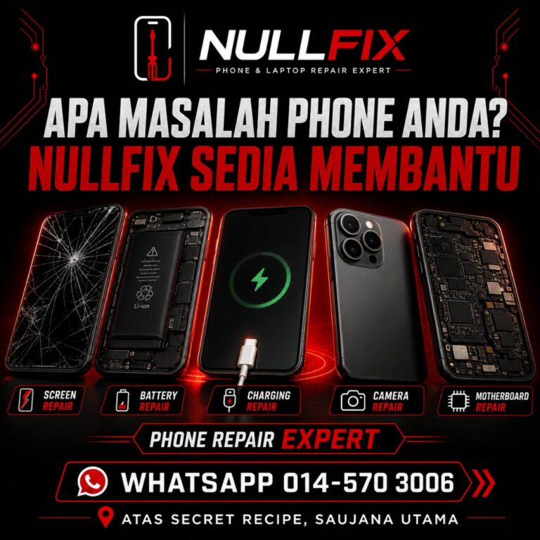 Technician pakar repair phone dan laptop di NULLFIX Saujana Utama