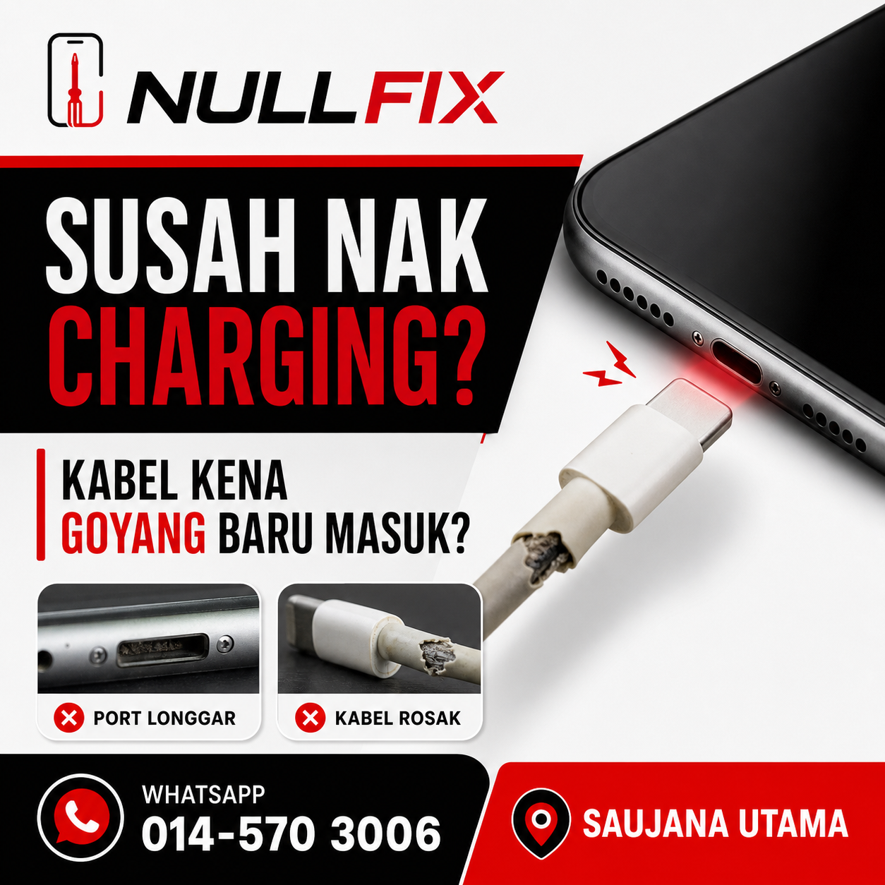 Phone Susah Nak Charging: Kabel Kena Goyang Baru Masuk?