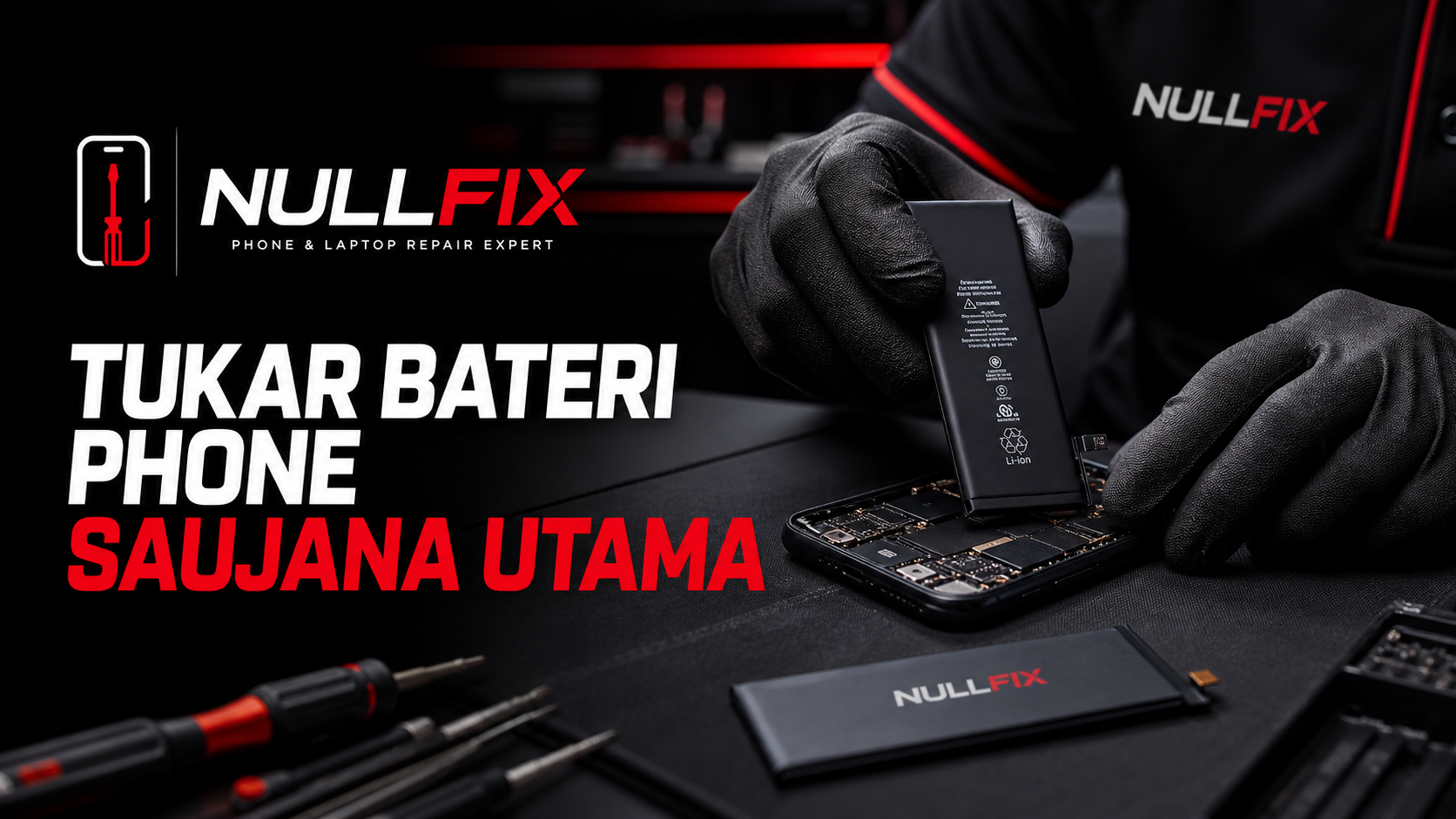 Servis tukar bateri phone Saujana Utama di NULLFIX