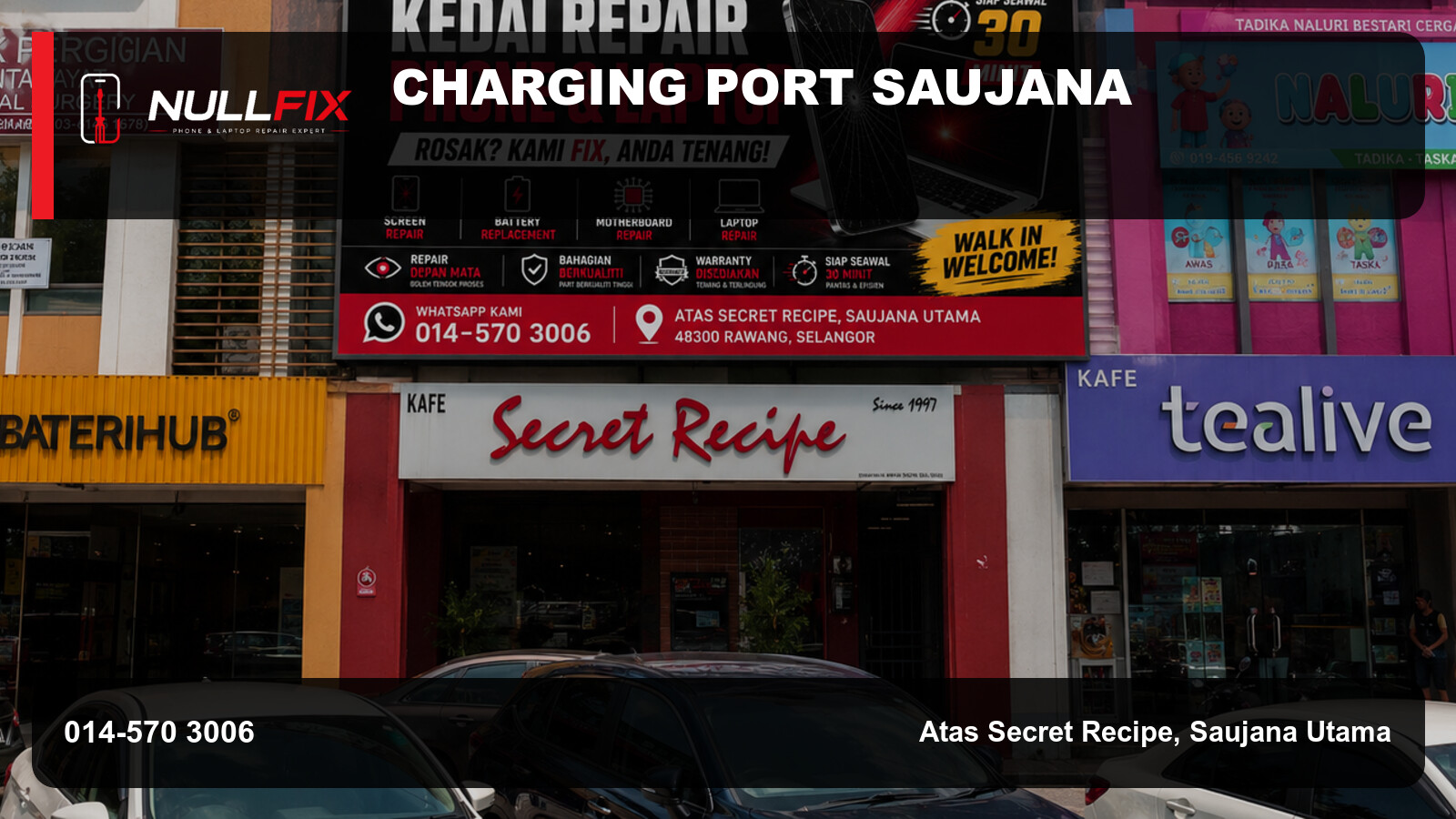 repair charging port Saujana Utama kedai Nullfix