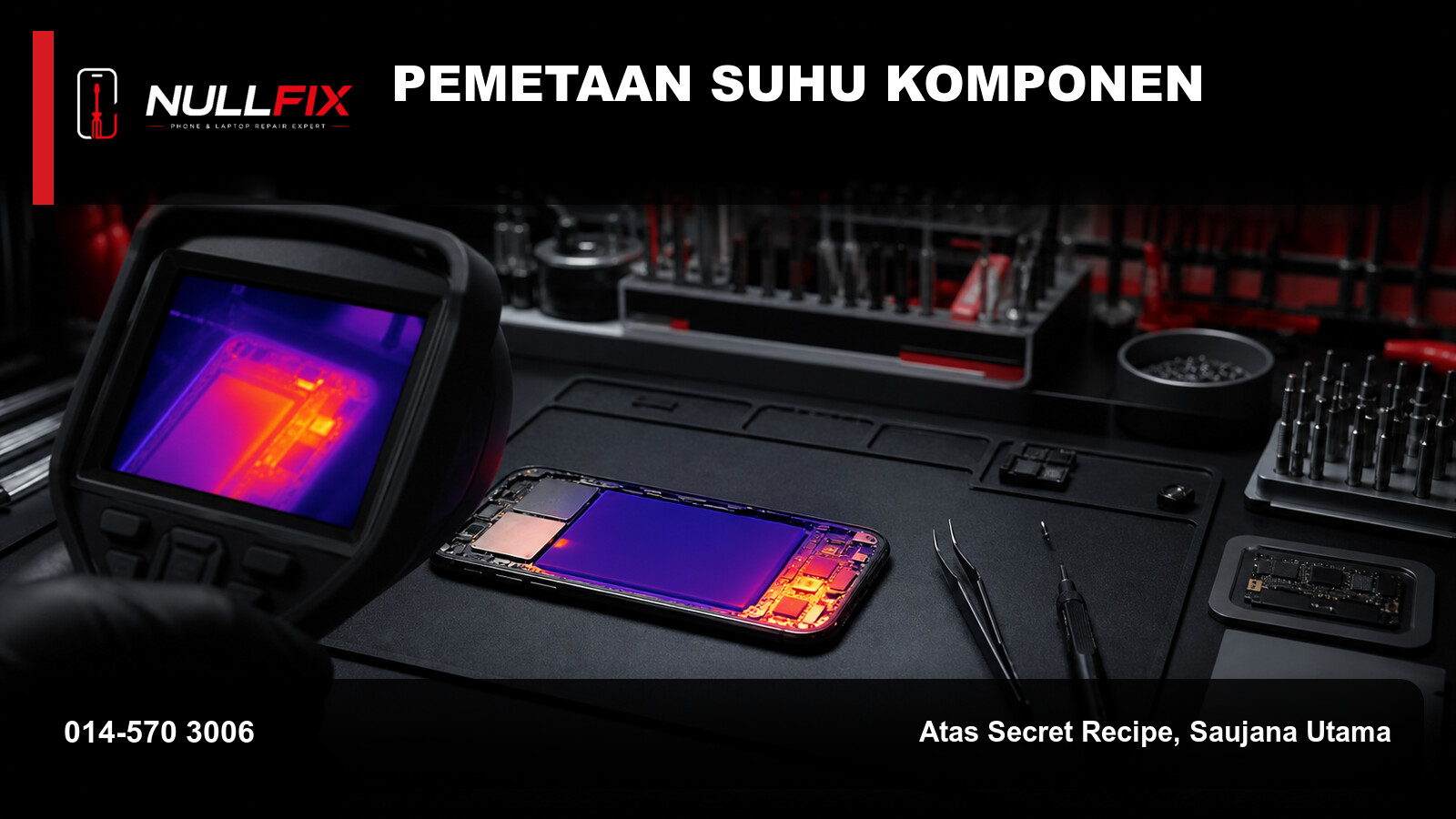 repair phone cepat panas Saujana Utama pemetaan suhu